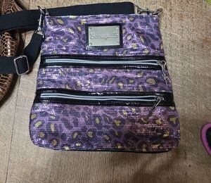 Betsey Johnson Purple Sequin Leopard Crossbody Bag